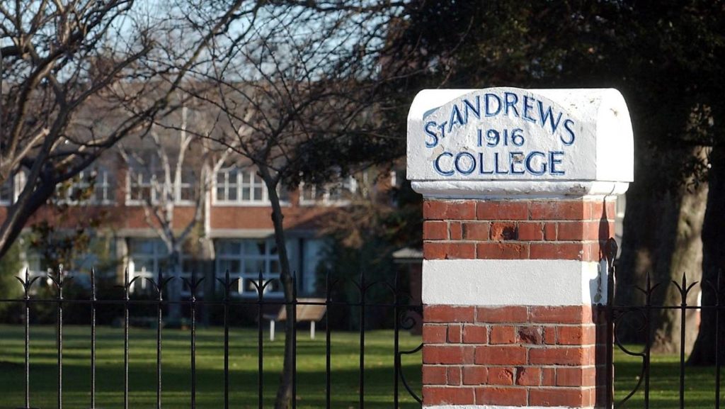 St Andrew's College entrance sign in Christchurch